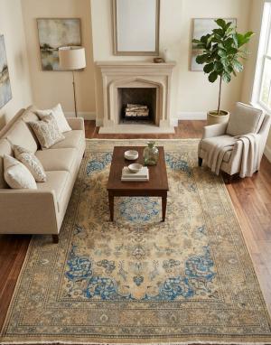6'3x9'3 Hand Knotted Muted Floral Classic Oriental Wool Rug