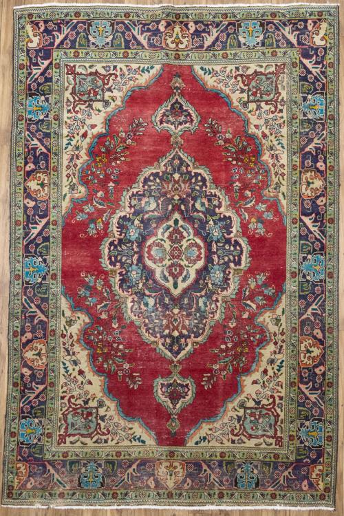 6'6x9'10 Hand Knotted Floral Classic Oriental Wool Rug