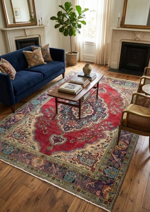 6'6x9'10 Hand Knotted Floral Classic Oriental Wool Rug