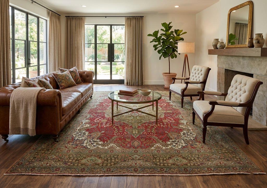9'6x12'4 Hand Knotted Floral Classic Oriental Wool Rug - Image 3