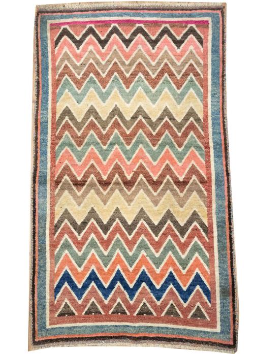 3'10x6'6 Hand Knotted Tribal Striped Oriental Wool Rug