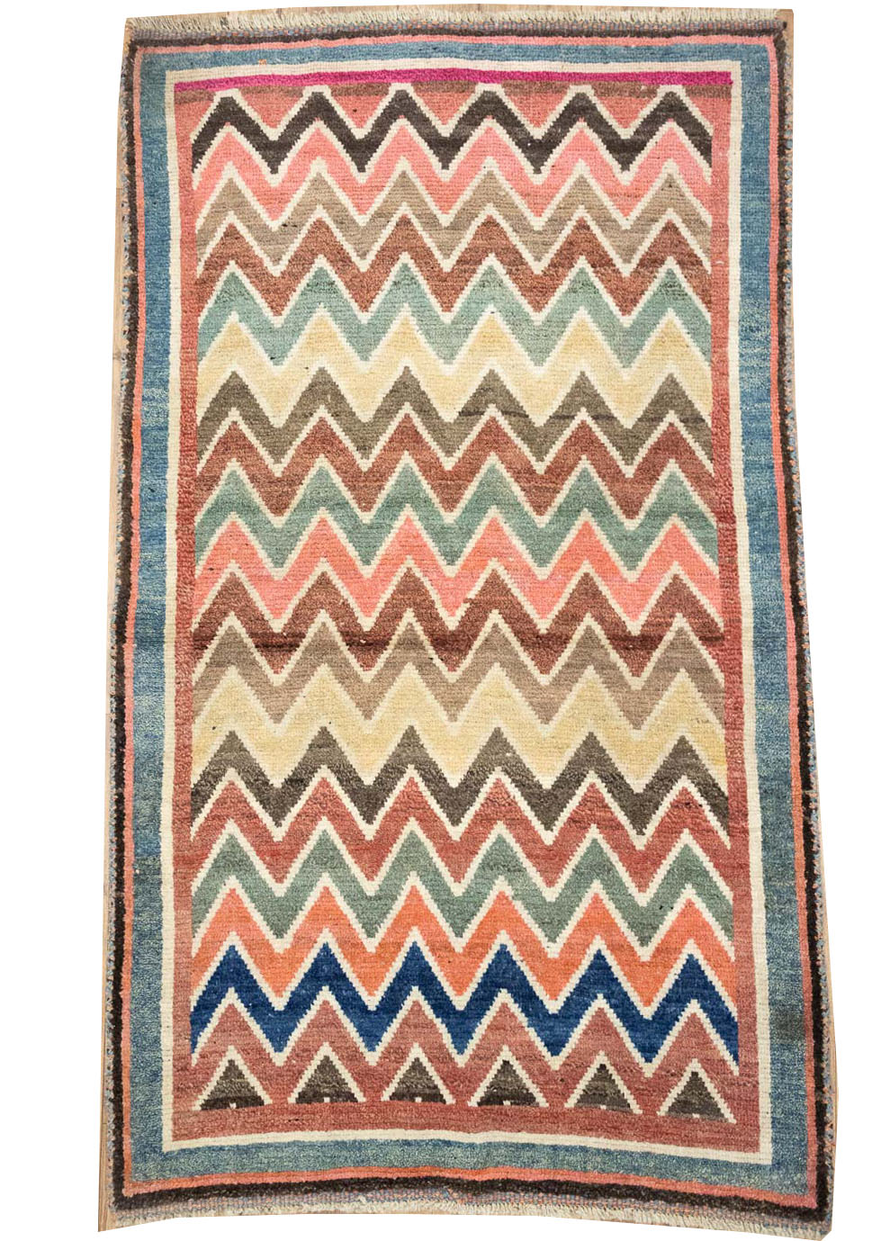 3'10x6'6 Hand Knotted Tribal Striped Oriental Wool Rug - Image 1