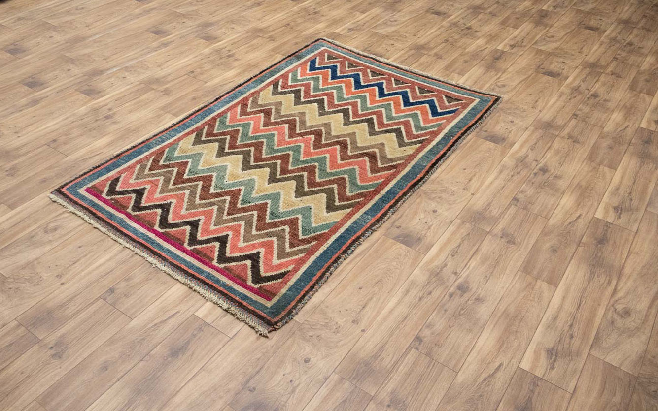 3'10x6'6 Hand Knotted Tribal Striped Oriental Wool Rug - Image 4