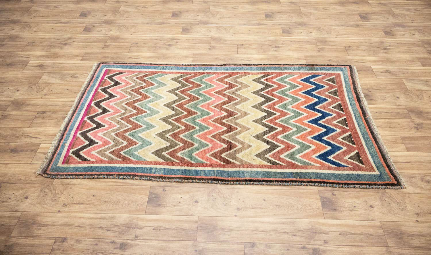 3'10x6'6 Hand Knotted Tribal Striped Oriental Wool Rug - Image 5