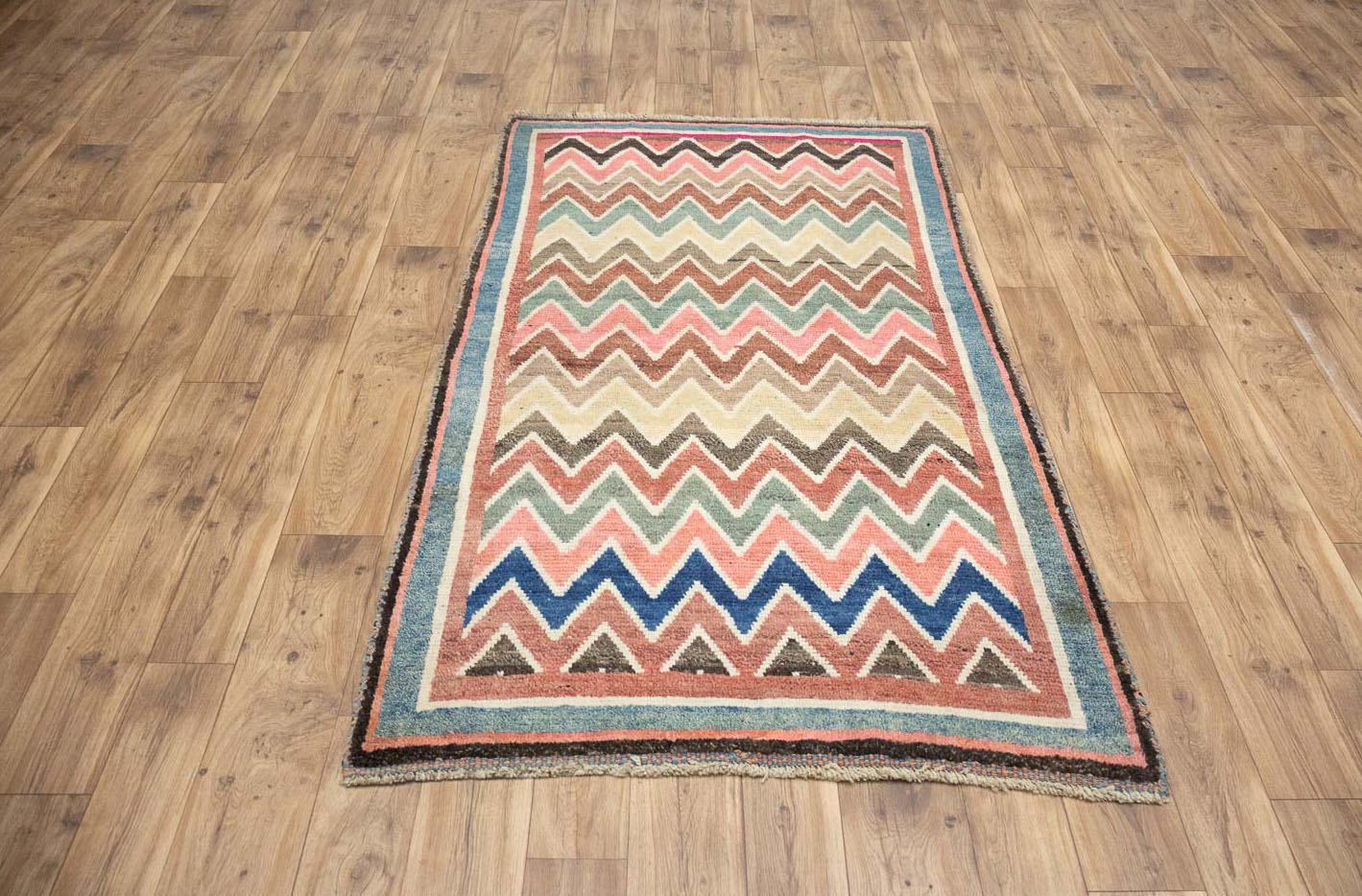 3'10x6'6 Hand Knotted Tribal Striped Oriental Wool Rug - Image 10