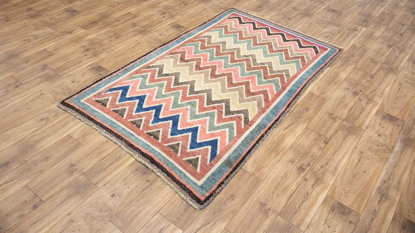 3'10x6'6 Hand Knotted Tribal Striped Oriental Wool Rug - Image 11