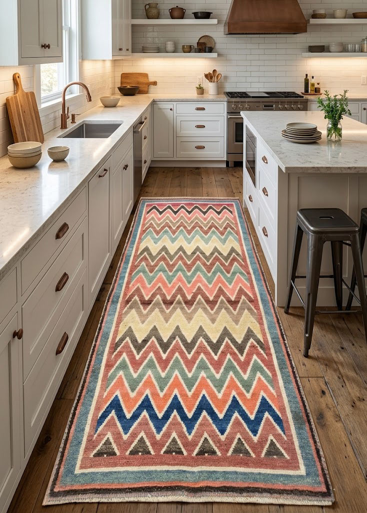 3'10x6'6 Hand Knotted Tribal Striped Oriental Wool Rug - Image 2