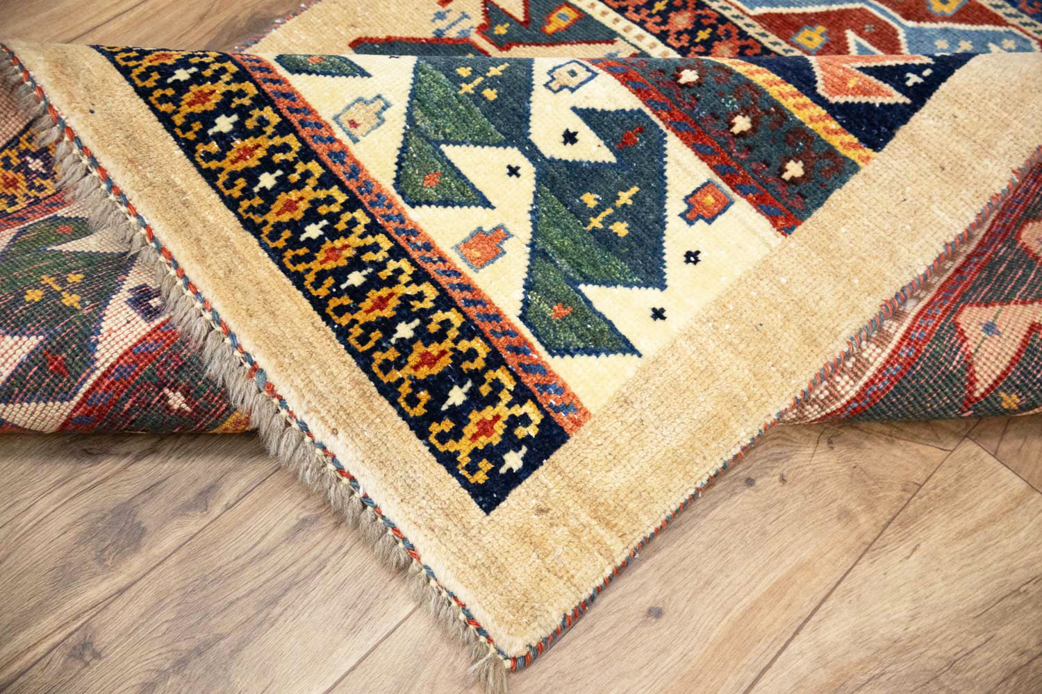 3'5x4'10 Hand Knotted Tribal Striped Oriental Wool Rug - Image 14
