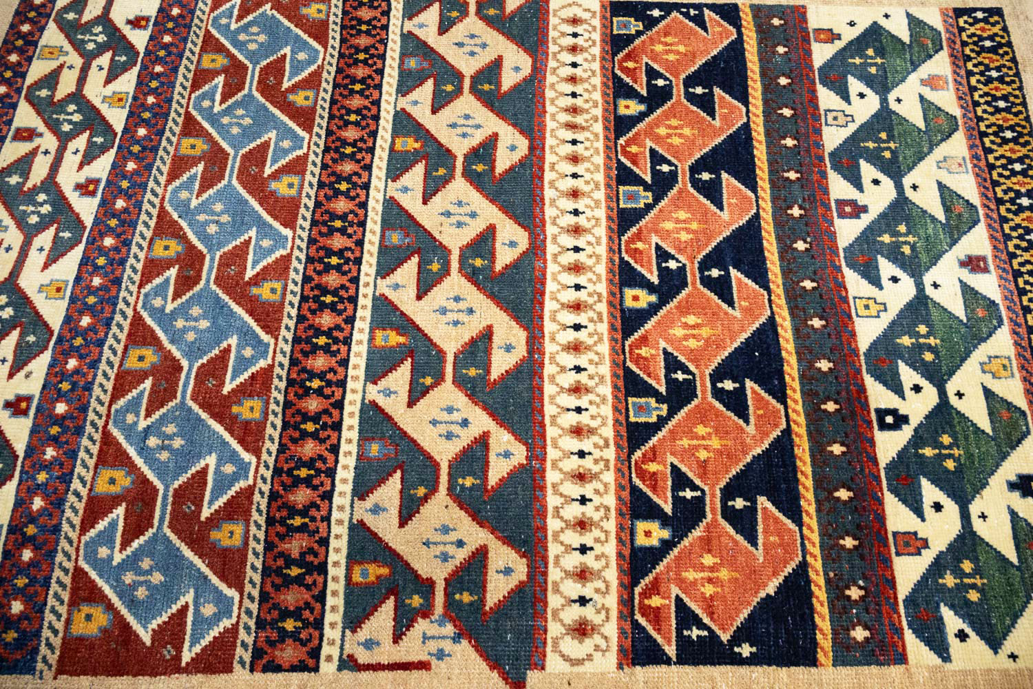 3'5x4'10 Hand Knotted Tribal Striped Oriental Wool Rug - Image 6
