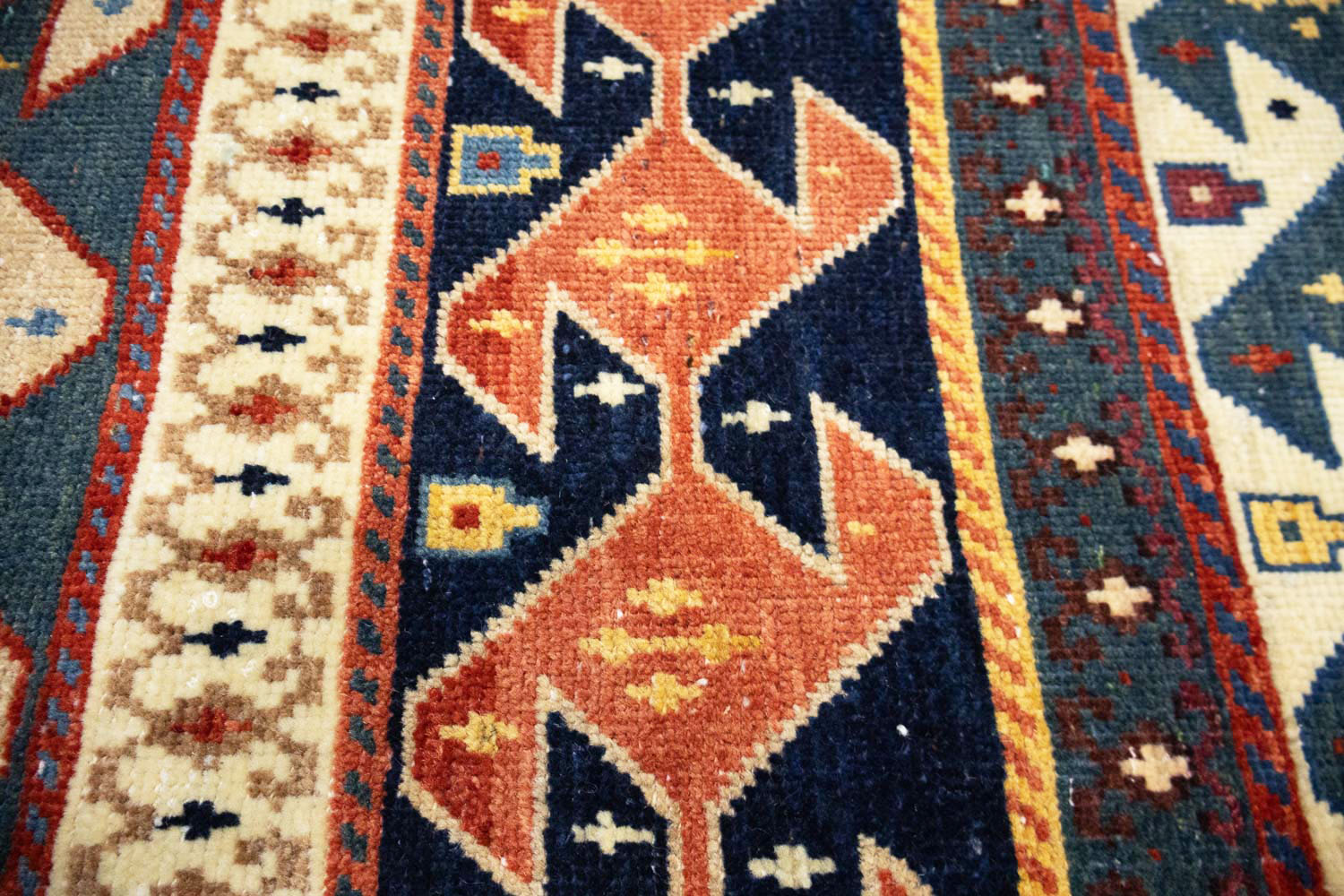 3'5x4'10 Hand Knotted Tribal Striped Oriental Wool Rug - Image 7