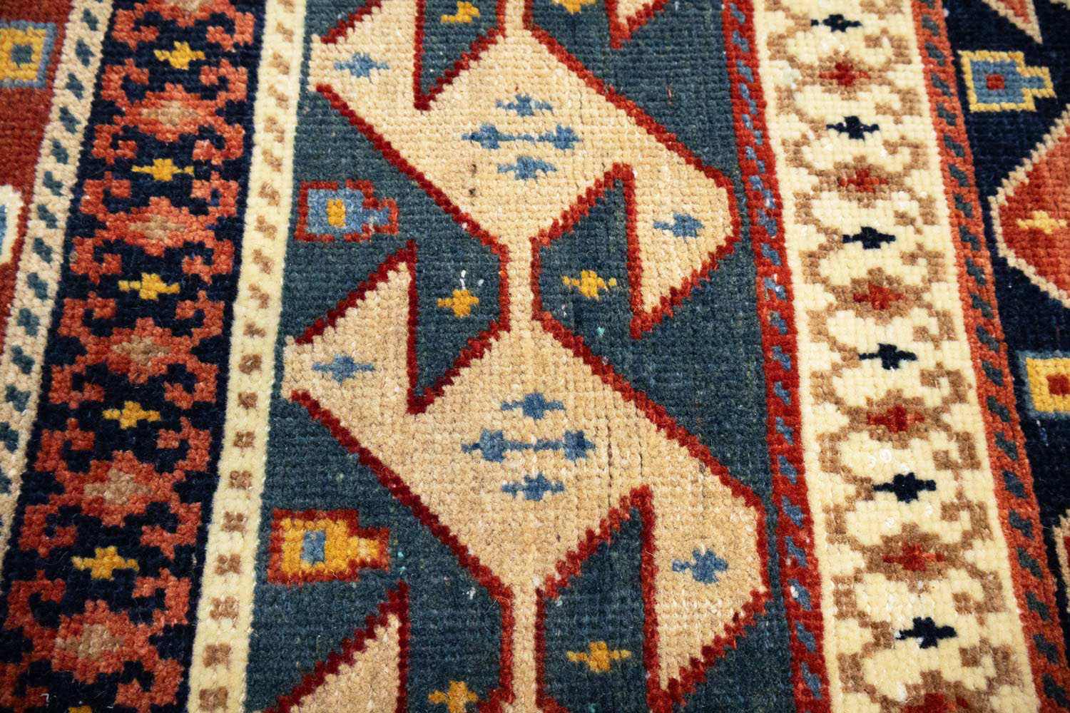 3'5x4'10 Hand Knotted Tribal Striped Oriental Wool Rug - Image 8