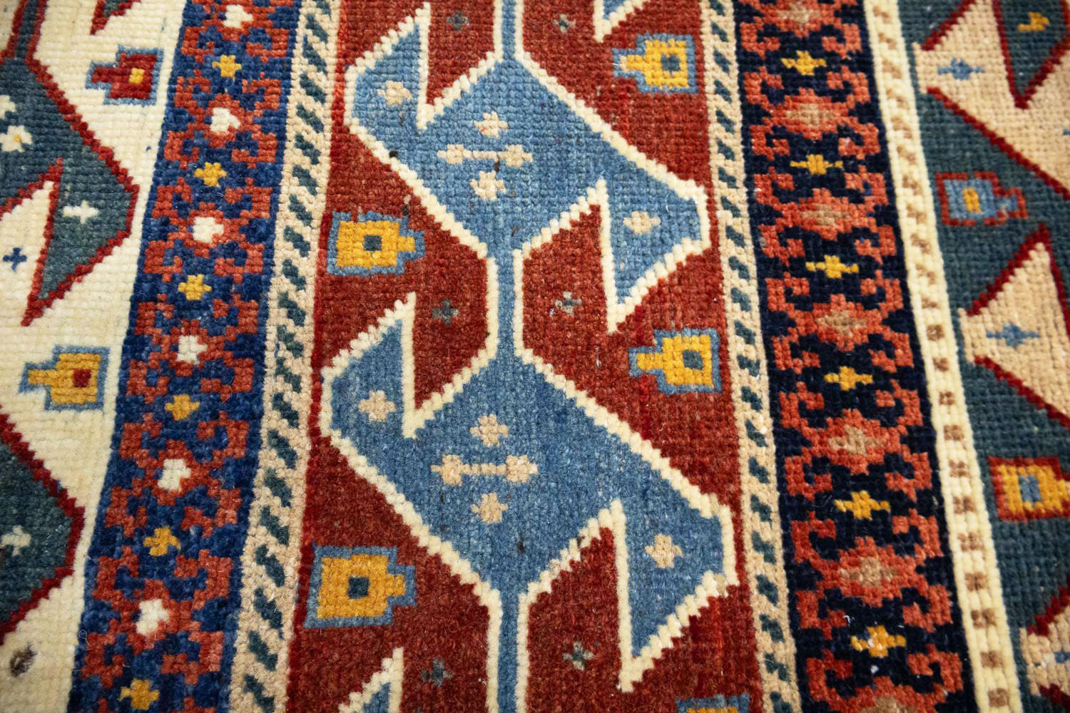 3'5x4'10 Hand Knotted Tribal Striped Oriental Wool Rug - Image 9