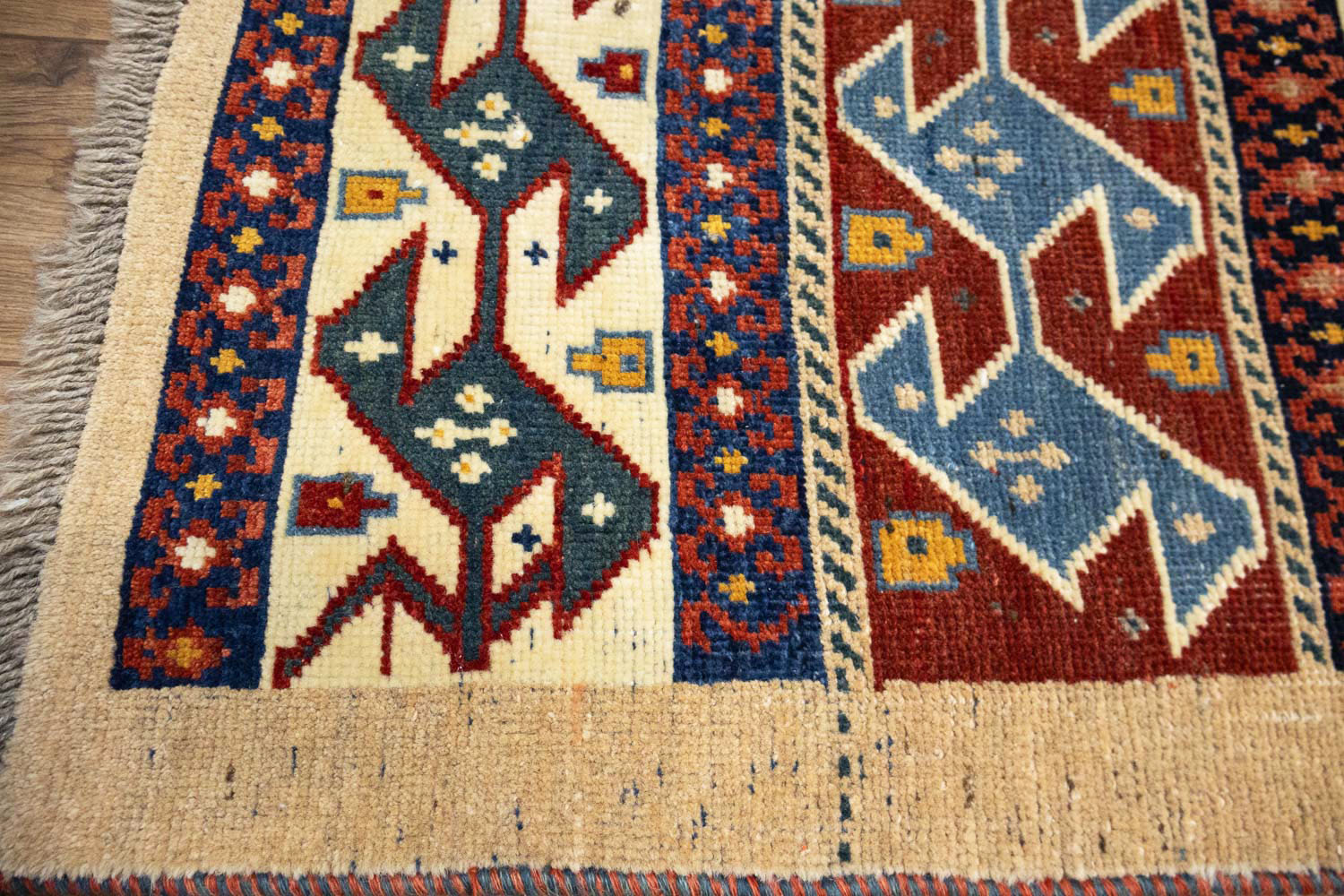 3'5x4'10 Hand Knotted Tribal Striped Oriental Wool Rug - Image 10