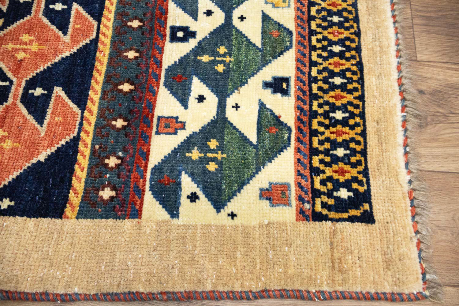 3'5x4'10 Hand Knotted Tribal Striped Oriental Wool Rug - Image 11