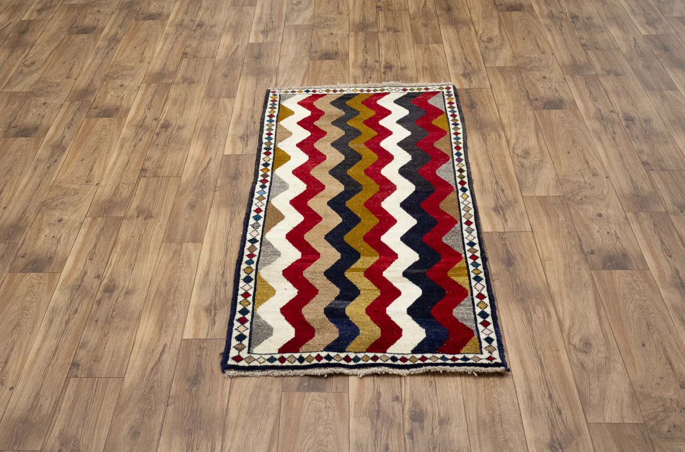2'7x4'10 Hand Knotted Tribal Striped Oriental Wool Rug - Image 3