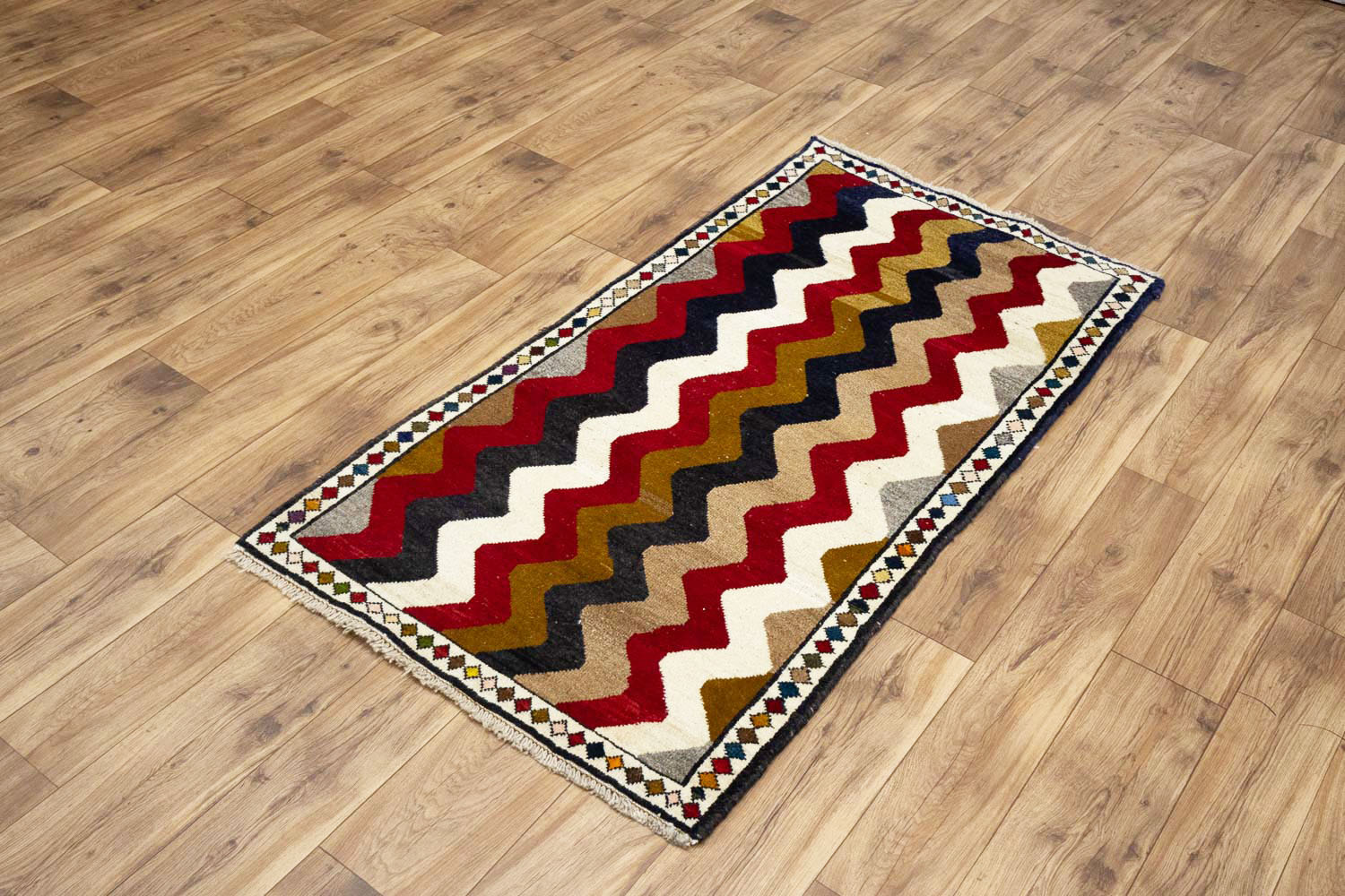 2'7x4'10 Hand Knotted Tribal Striped Oriental Wool Rug - Image 12