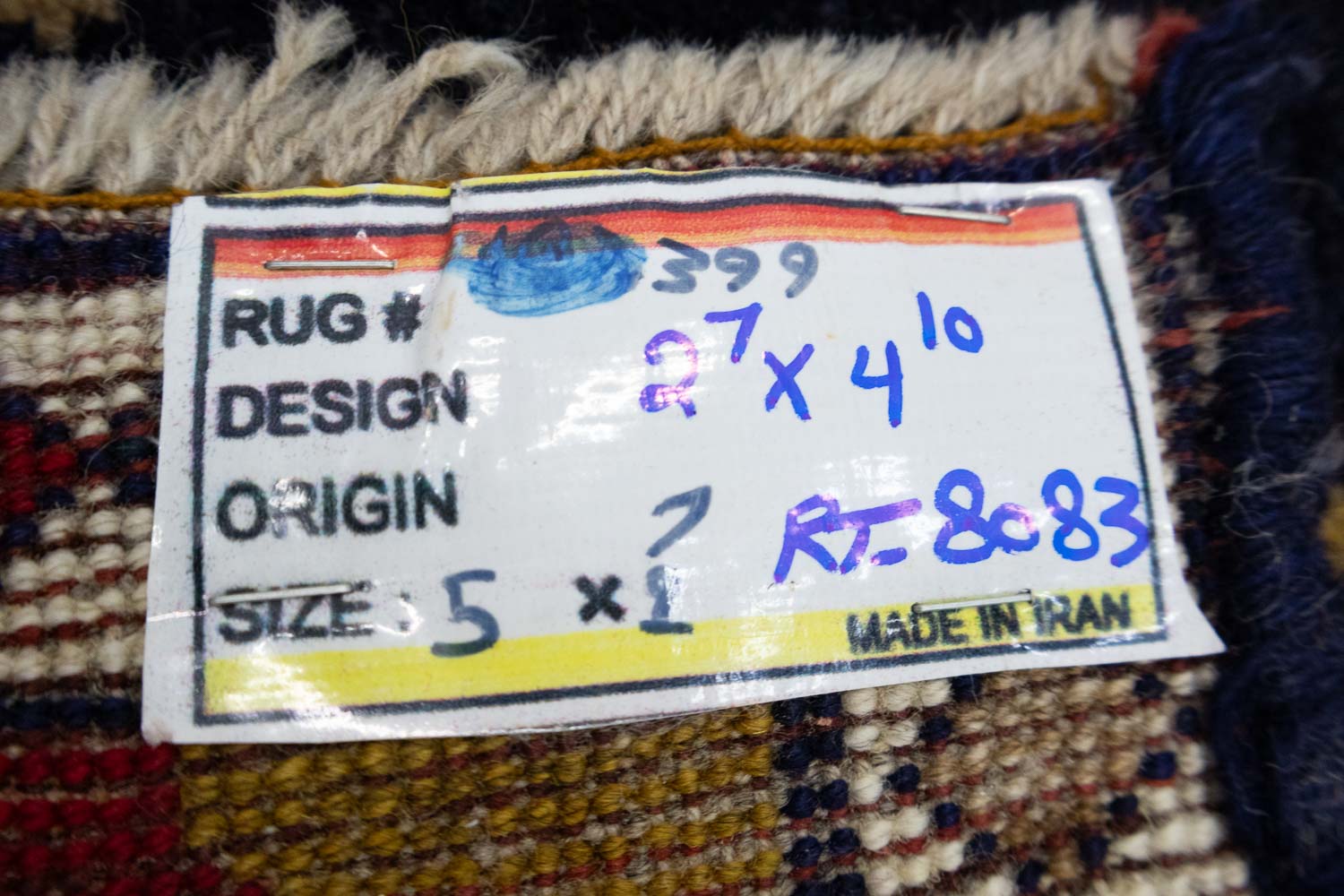 2'7x4'10 Hand Knotted Tribal Striped Oriental Wool Rug - Image 15