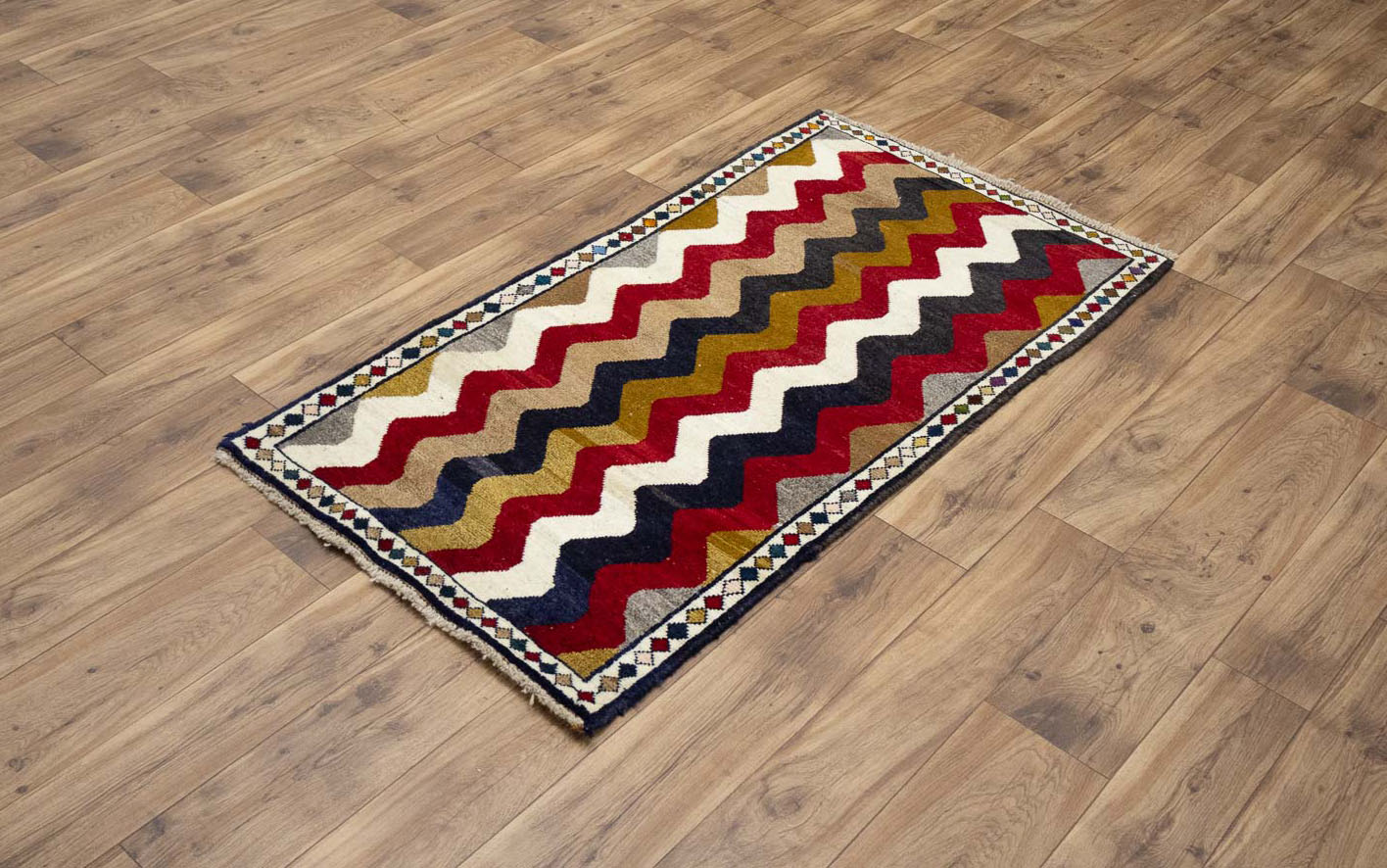 2'7x4'10 Hand Knotted Tribal Striped Oriental Wool Rug - Image 4