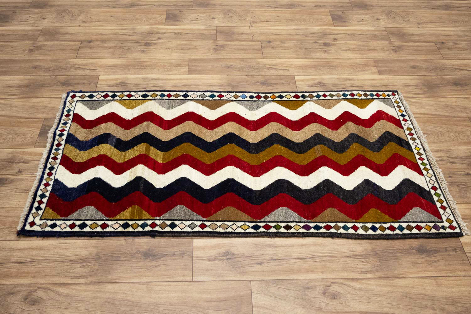 2'7x4'10 Hand Knotted Tribal Striped Oriental Wool Rug - Image 5