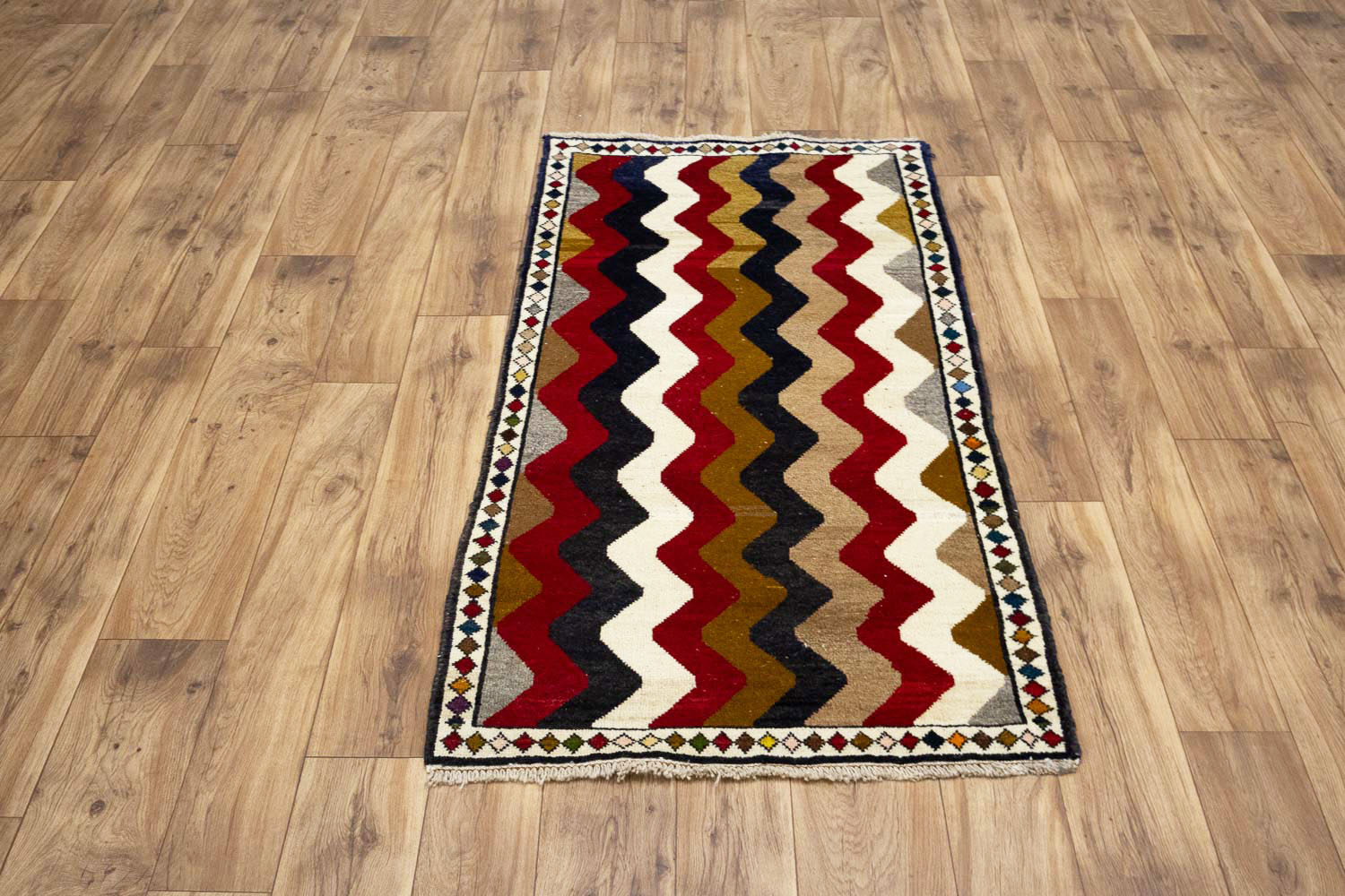 2'7x4'10 Hand Knotted Tribal Striped Oriental Wool Rug - Image 11