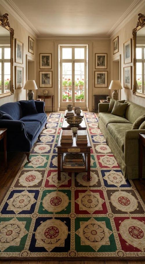 Multicolored 11X31 Aubusson Chinese Rug