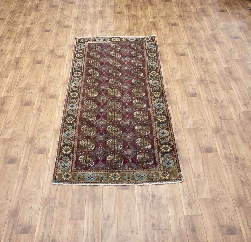 4'4x9'3 Hand Knotted Tribal Floral Oriental Wool Runner Rug - Image 3