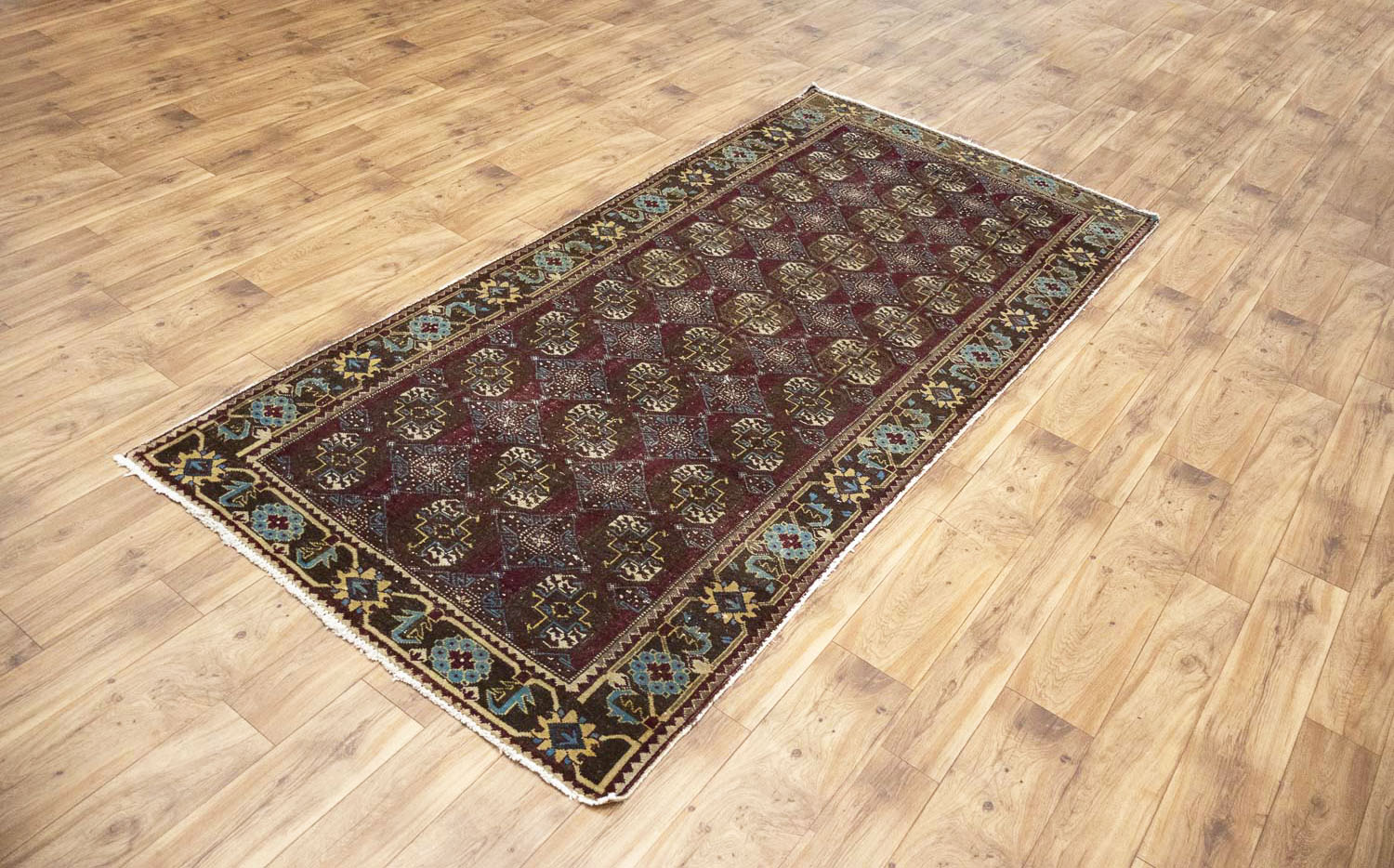4'4x9'3 Hand Knotted Tribal Floral Oriental Wool Runner Rug - Image 8