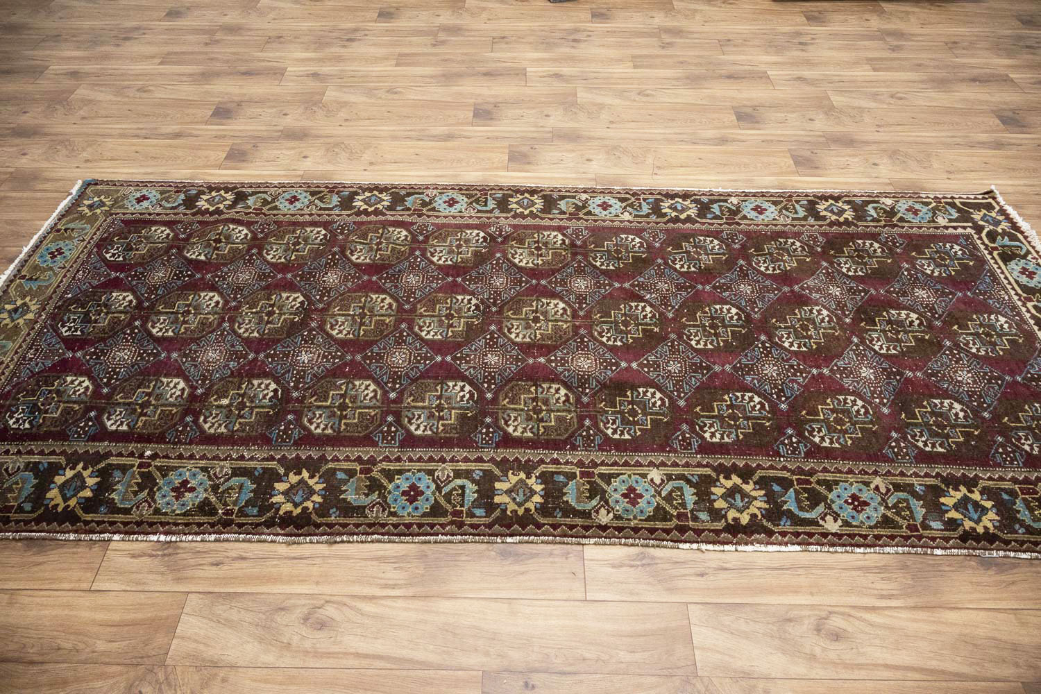 4'4x9'3 Hand Knotted Tribal Floral Oriental Wool Runner Rug - Image 5