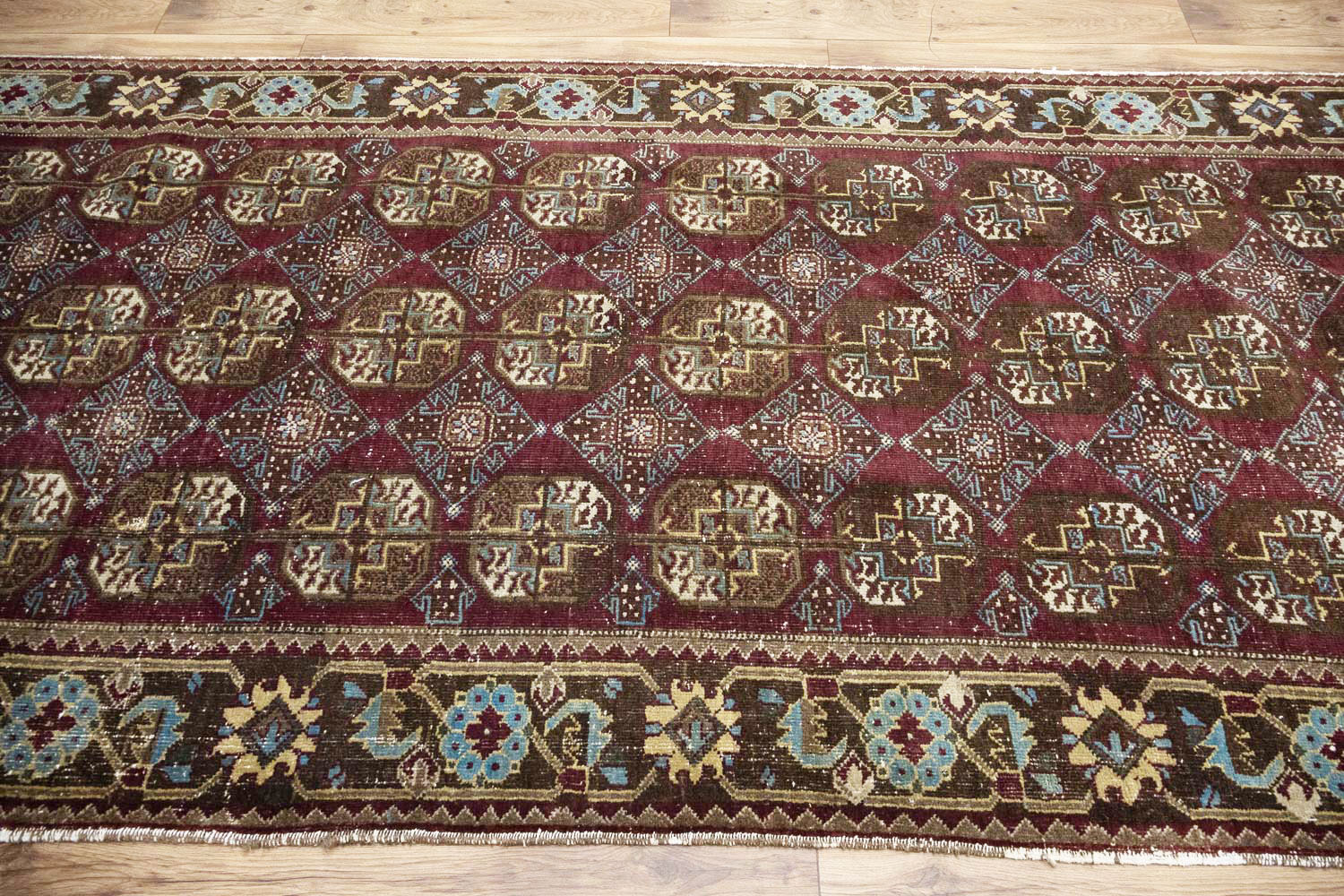 4'4x9'3 Hand Knotted Tribal Floral Oriental Wool Runner Rug - Image 7