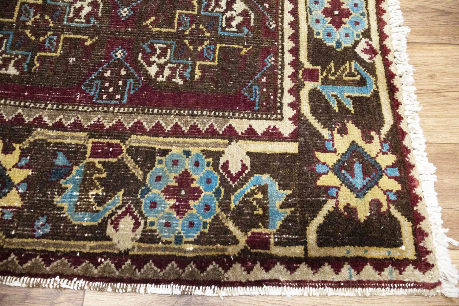 4'4x9'3 Hand Knotted Tribal Floral Oriental Wool Runner Rug - Image 12