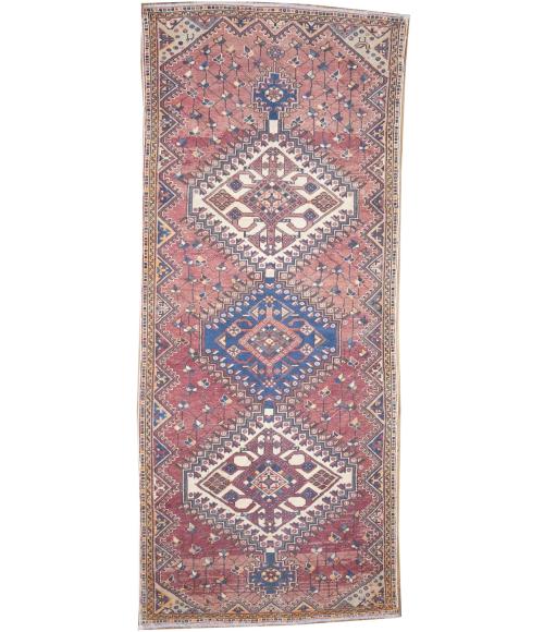 3'10x9'3 Hand Knotted Tribal Geometric Oriental Wool Runner Rug