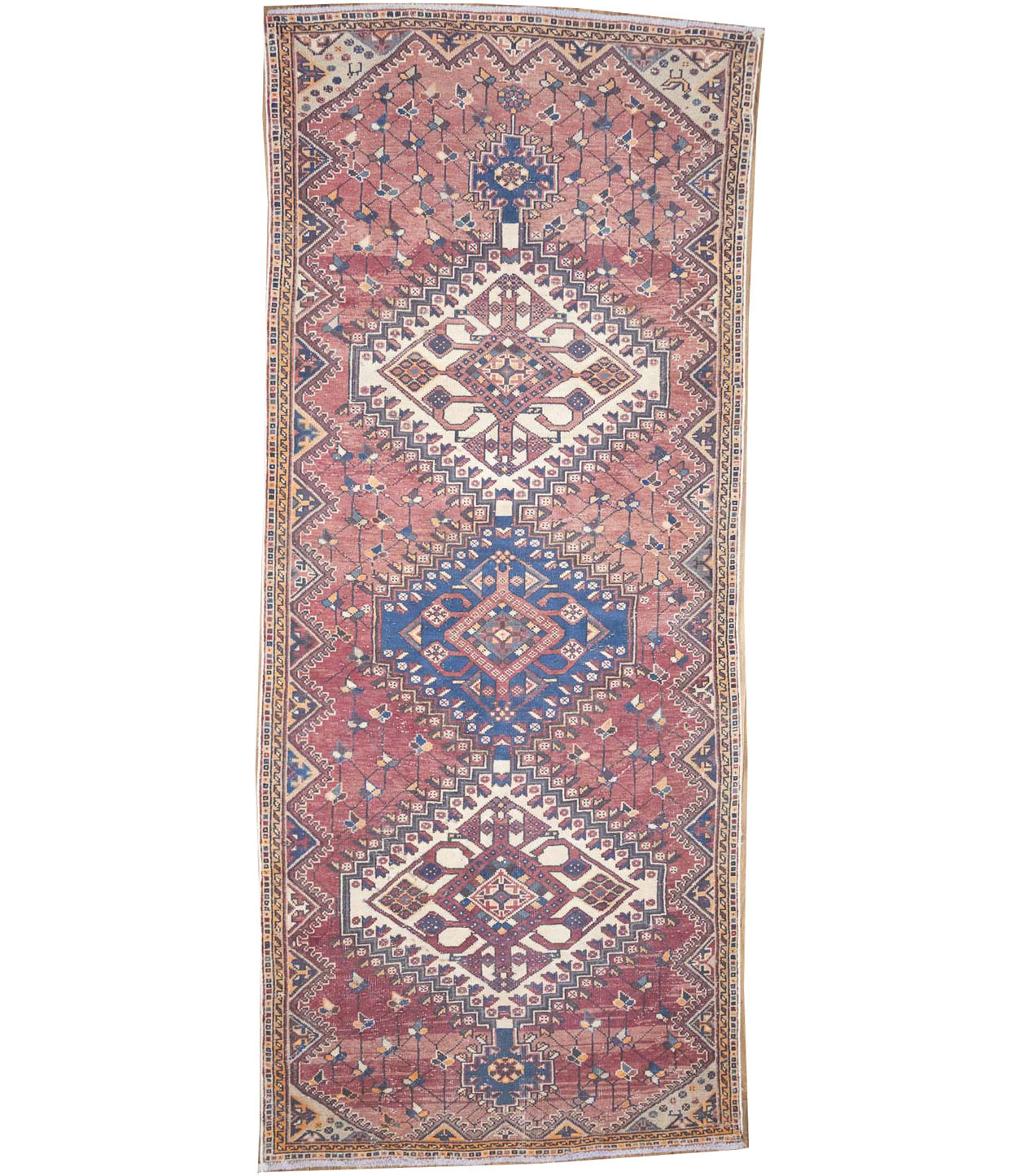 3'10x9'3 Hand Knotted Tribal Geometric Oriental Wool Runner Rug - Image 1