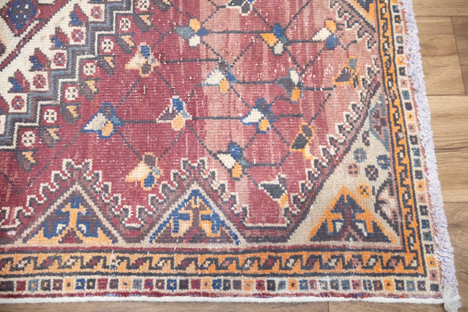 3'10x9'3 Hand Knotted Tribal Geometric Oriental Wool Runner Rug - Image 12