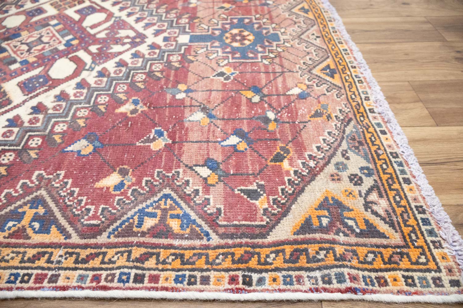 3'10x9'3 Hand Knotted Tribal Geometric Oriental Wool Runner Rug - Image 13