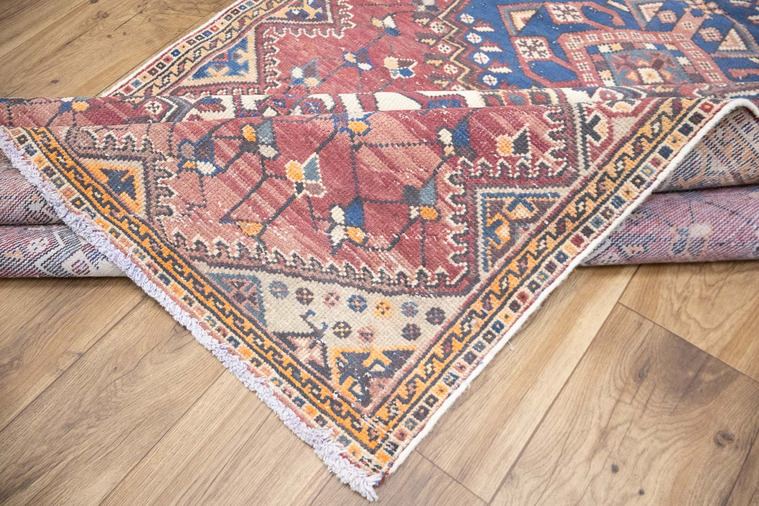 3'10x9'3 Hand Knotted Tribal Geometric Oriental Wool Runner Rug - Image 16