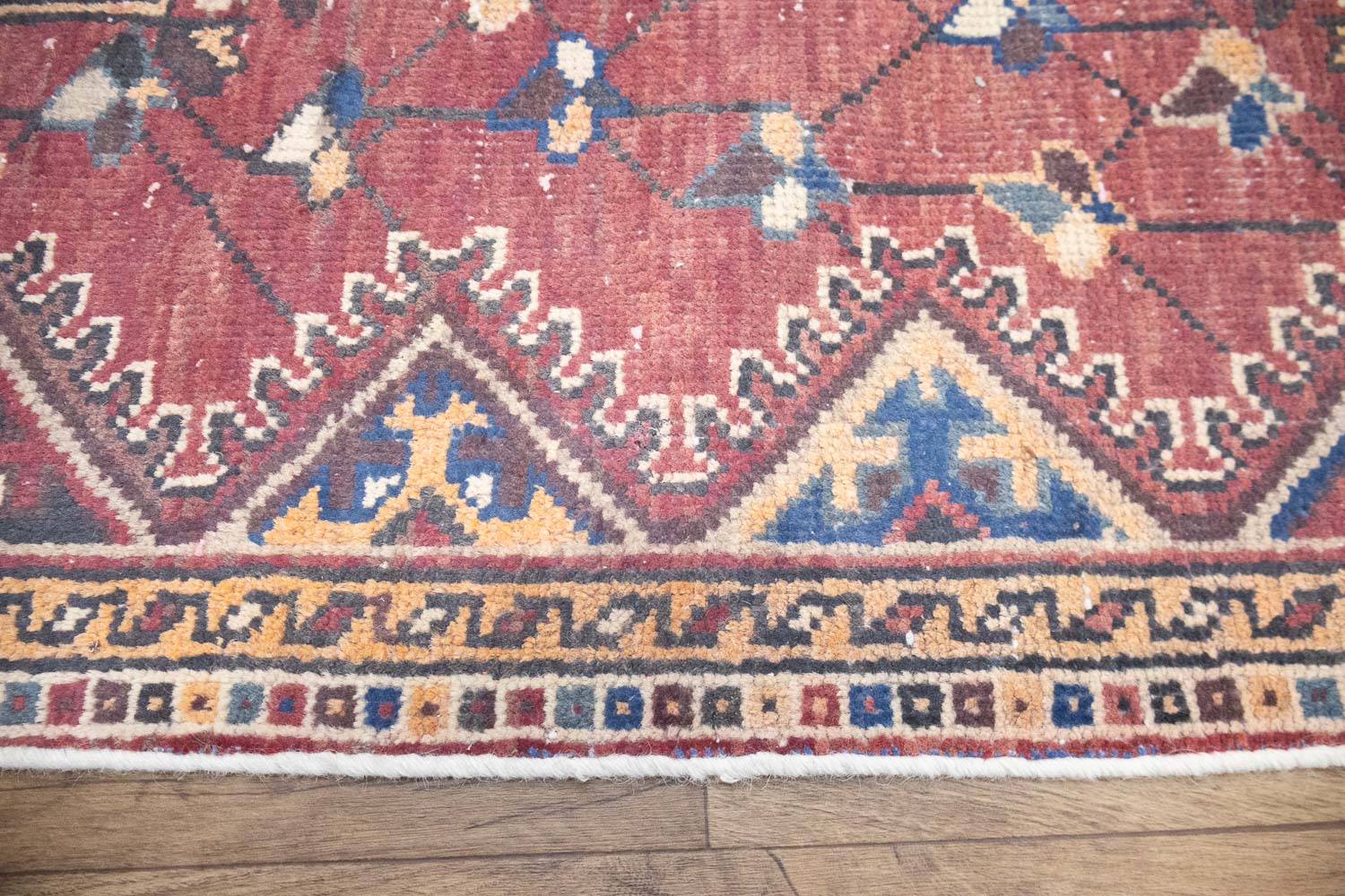 3'10x9'3 Hand Knotted Tribal Geometric Oriental Wool Runner Rug - Image 9