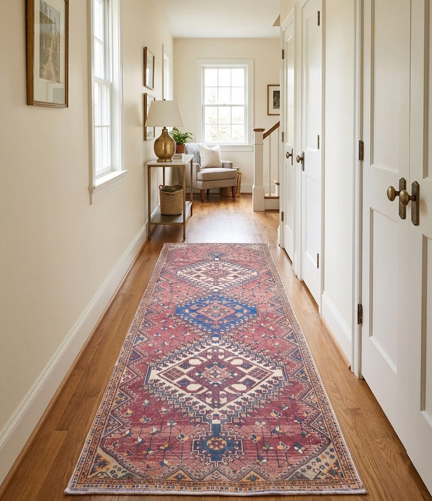 3'10x9'3 Hand Knotted Tribal Geometric Oriental Wool Runner Rug - Image 2
