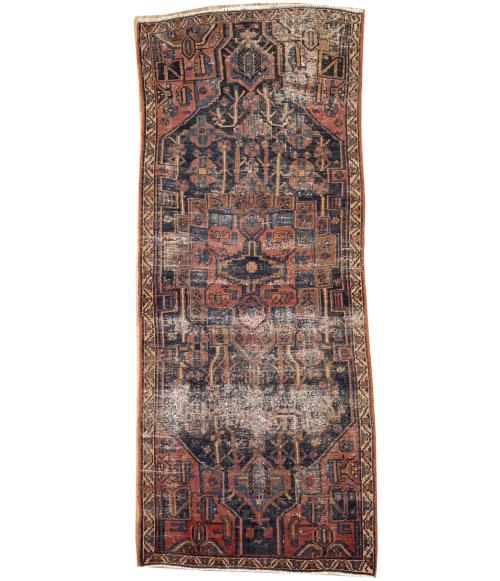 3'2x7'8 Hand Knotted Tribal Floral Oriental Wool Runner Rug