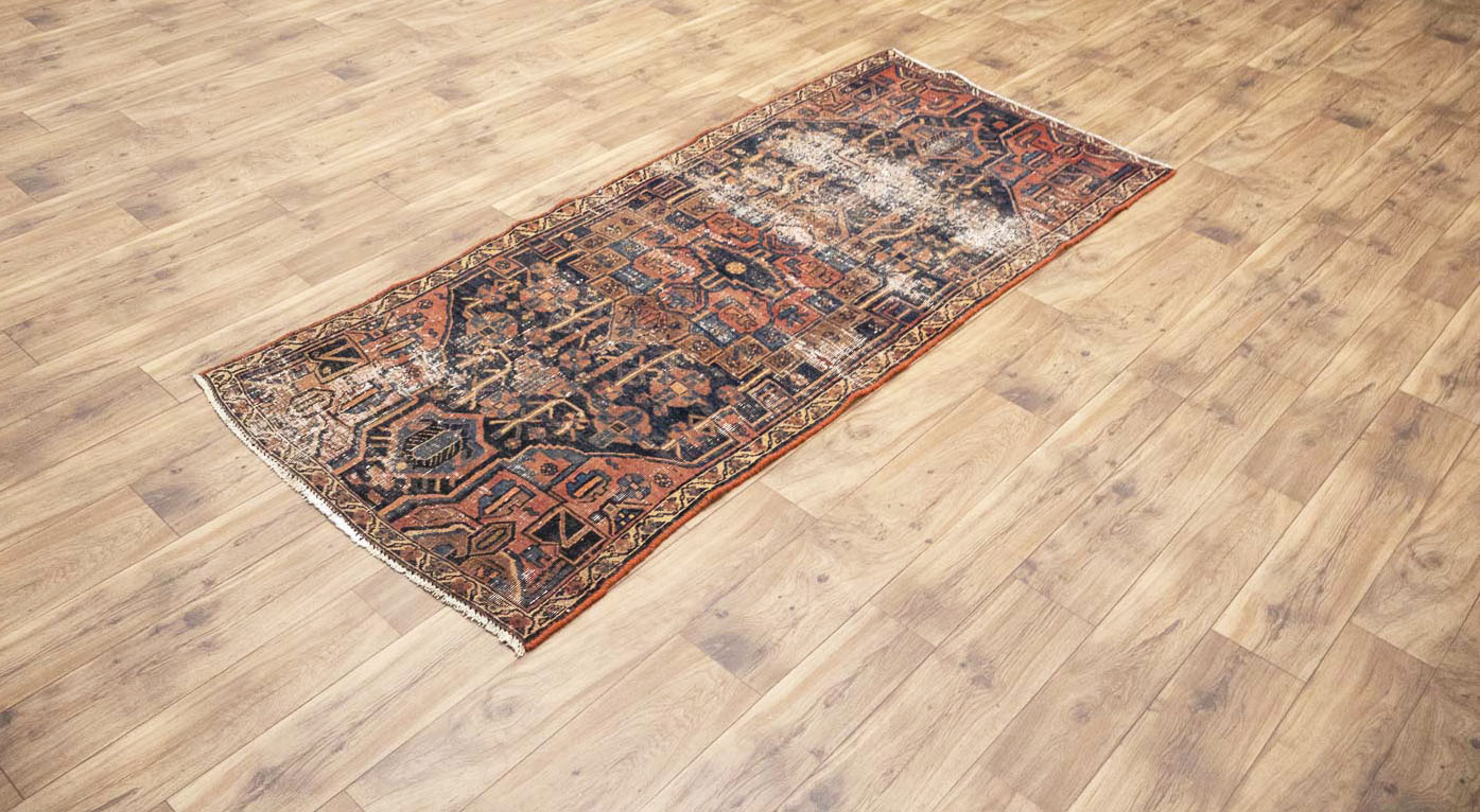 3'2x7'8 Hand Knotted Tribal Floral Oriental Wool Runner Rug - Image 4