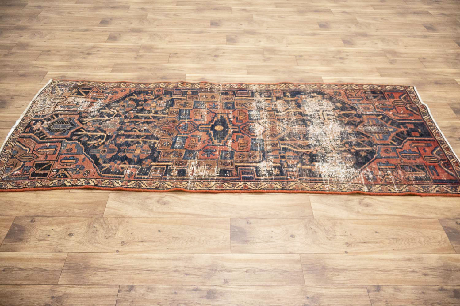 3'2x7'8 Hand Knotted Tribal Floral Oriental Wool Runner Rug - Image 5