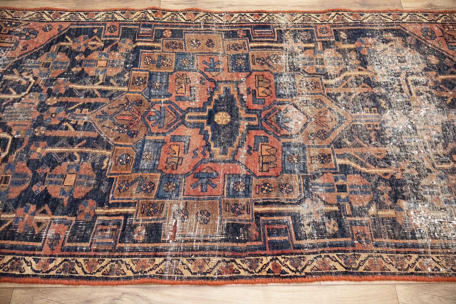 3'2x7'8 Hand Knotted Tribal Floral Oriental Wool Runner Rug - Image 6