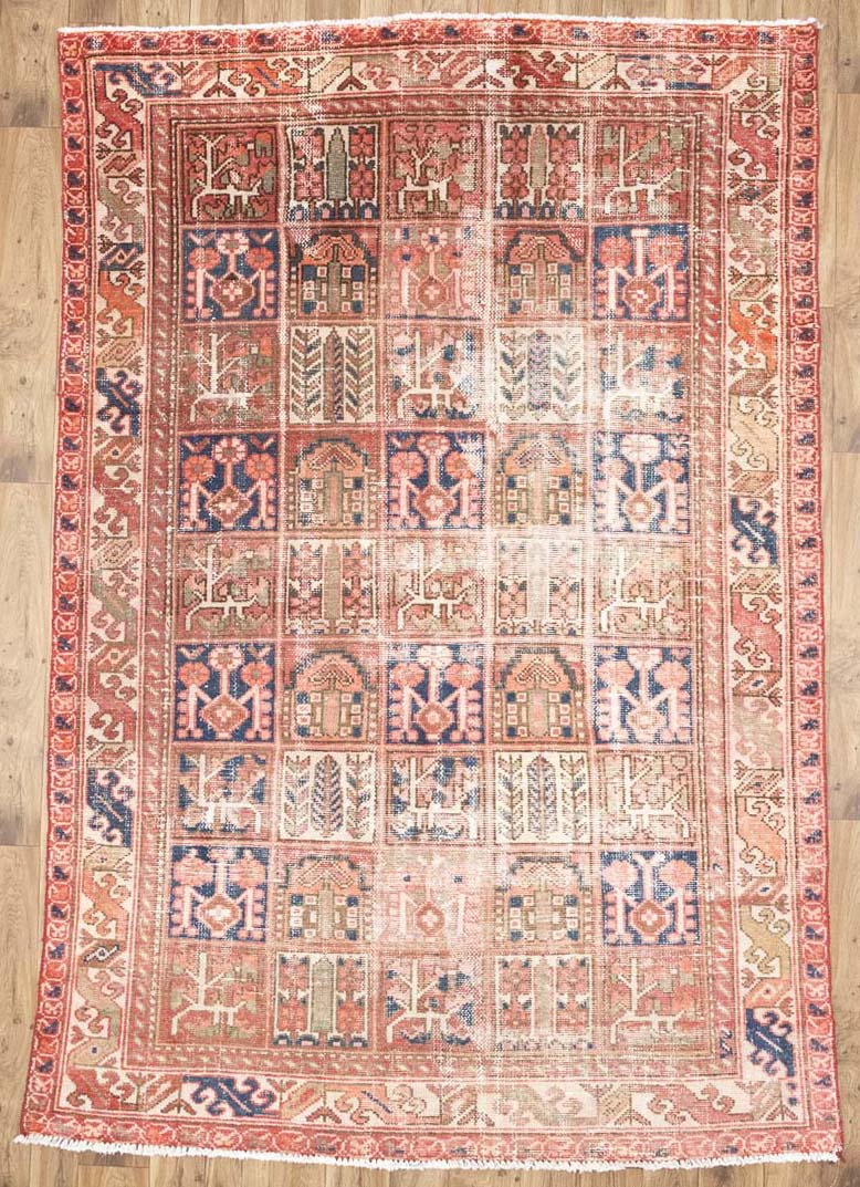 6'8x9'2 Hand Knotted Tribal Pictorial Oriental Wool Runner Rug