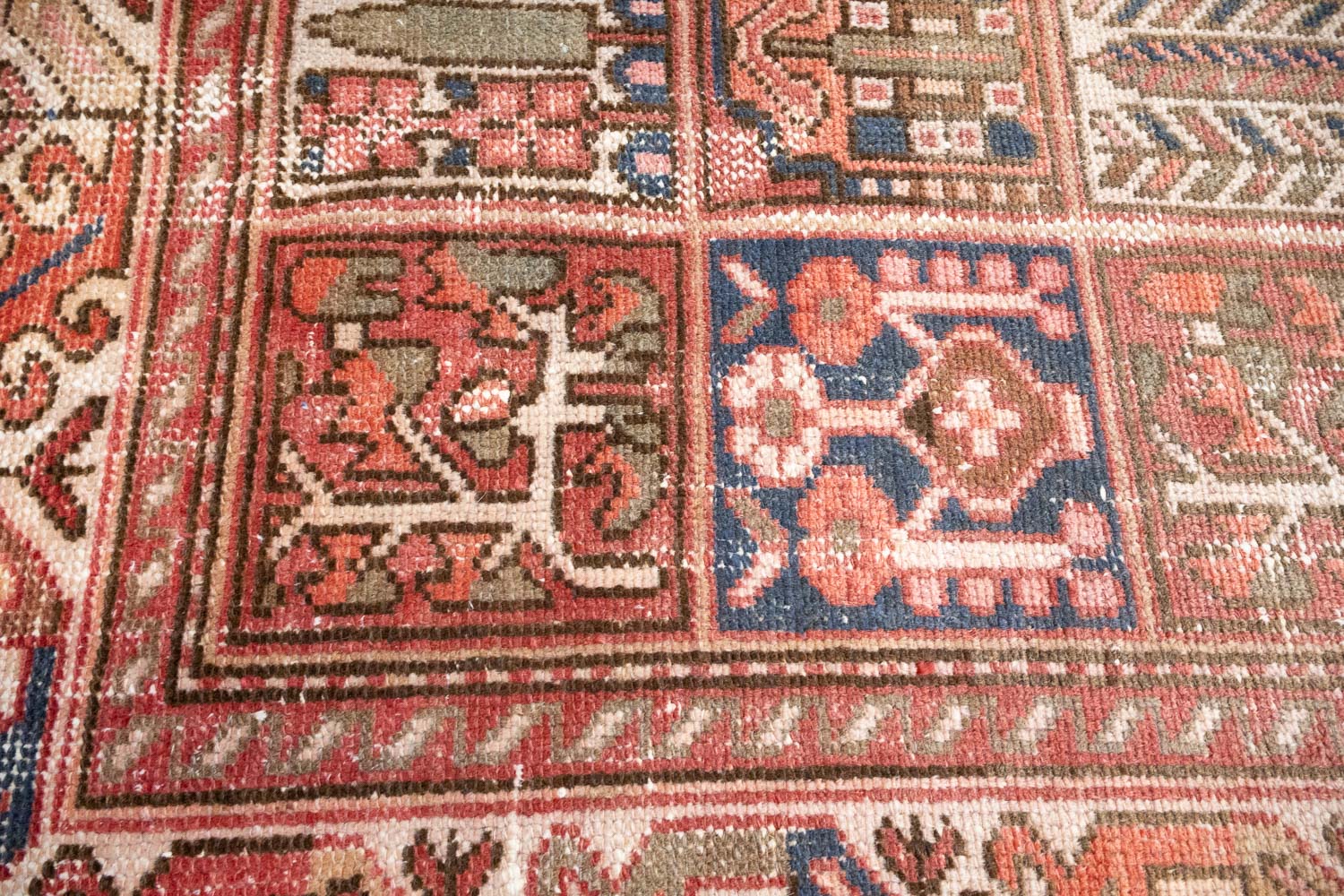 6'8x9'2 Hand Knotted Tribal Pictorial Oriental Wool Runner Rug - Image 12