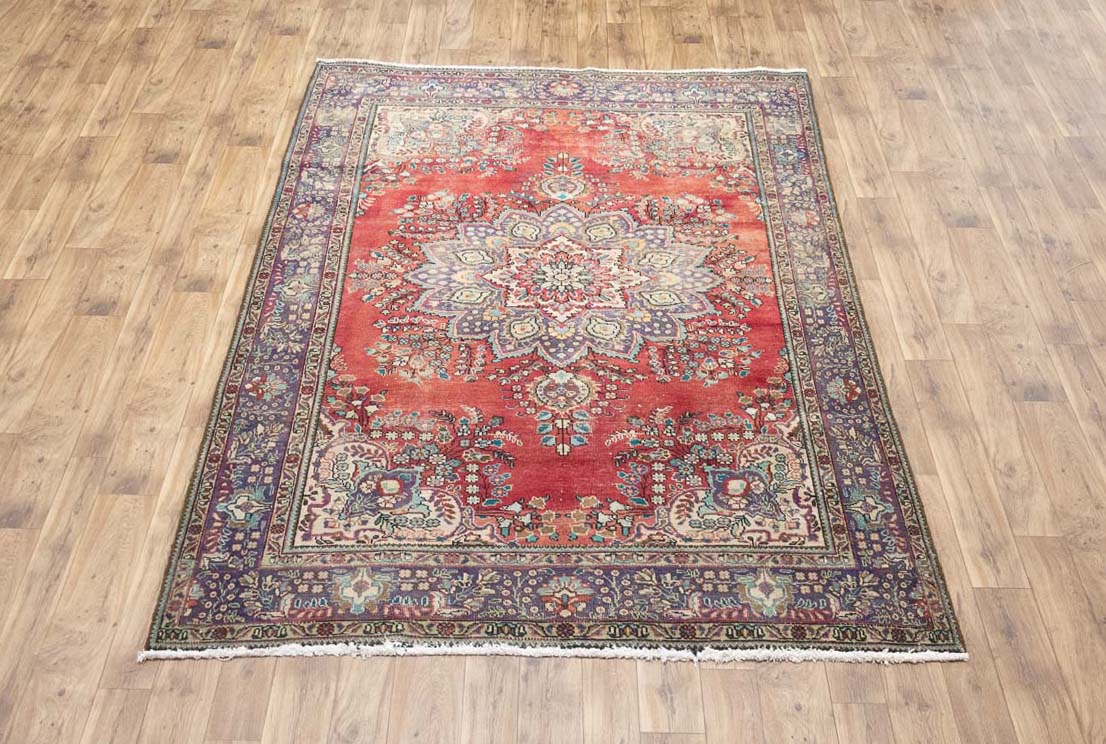 6'11x9'9 Hand Knotted Floral Classic Oriental Wool Rug - Image 3
