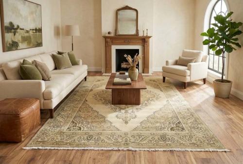 6'3x9'10 Hand Knotted Floral Traditional Oriental Wool Rug