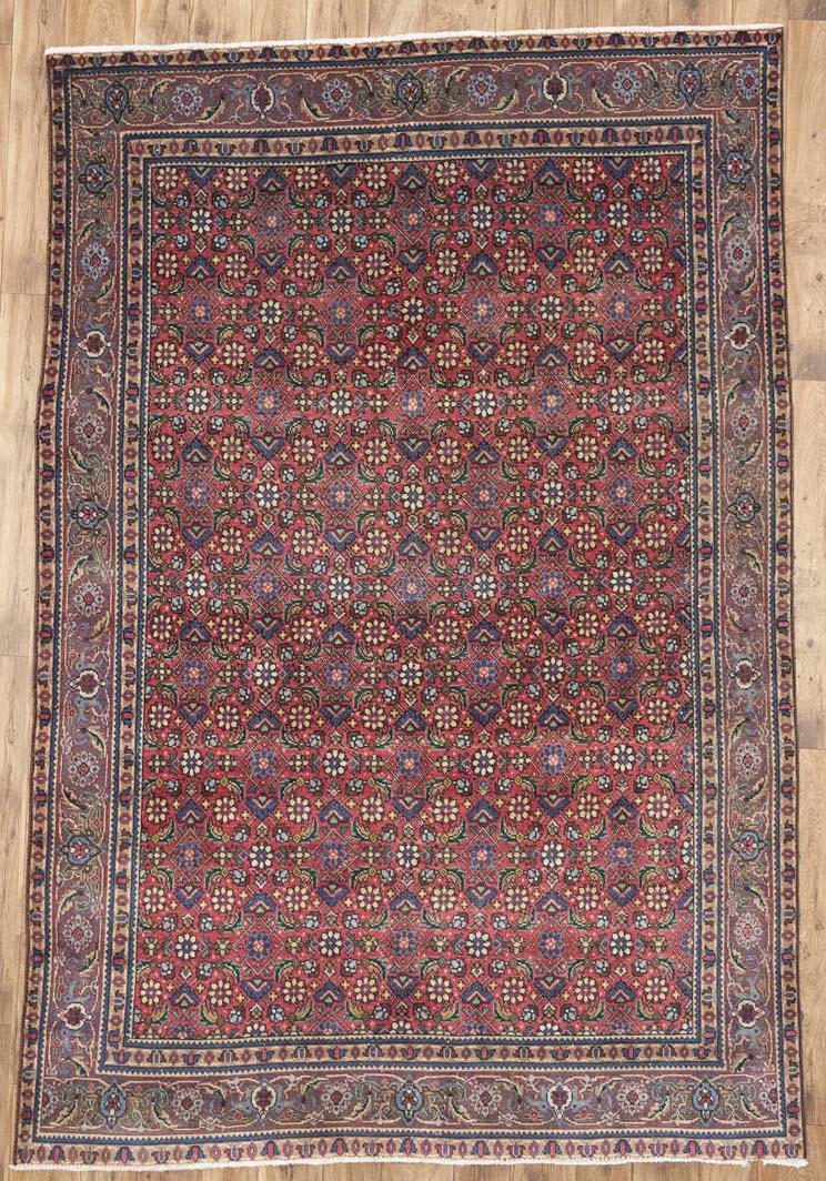 6'2x9'3 Hand Knotted Tribal Allover Oriental Wool Rug