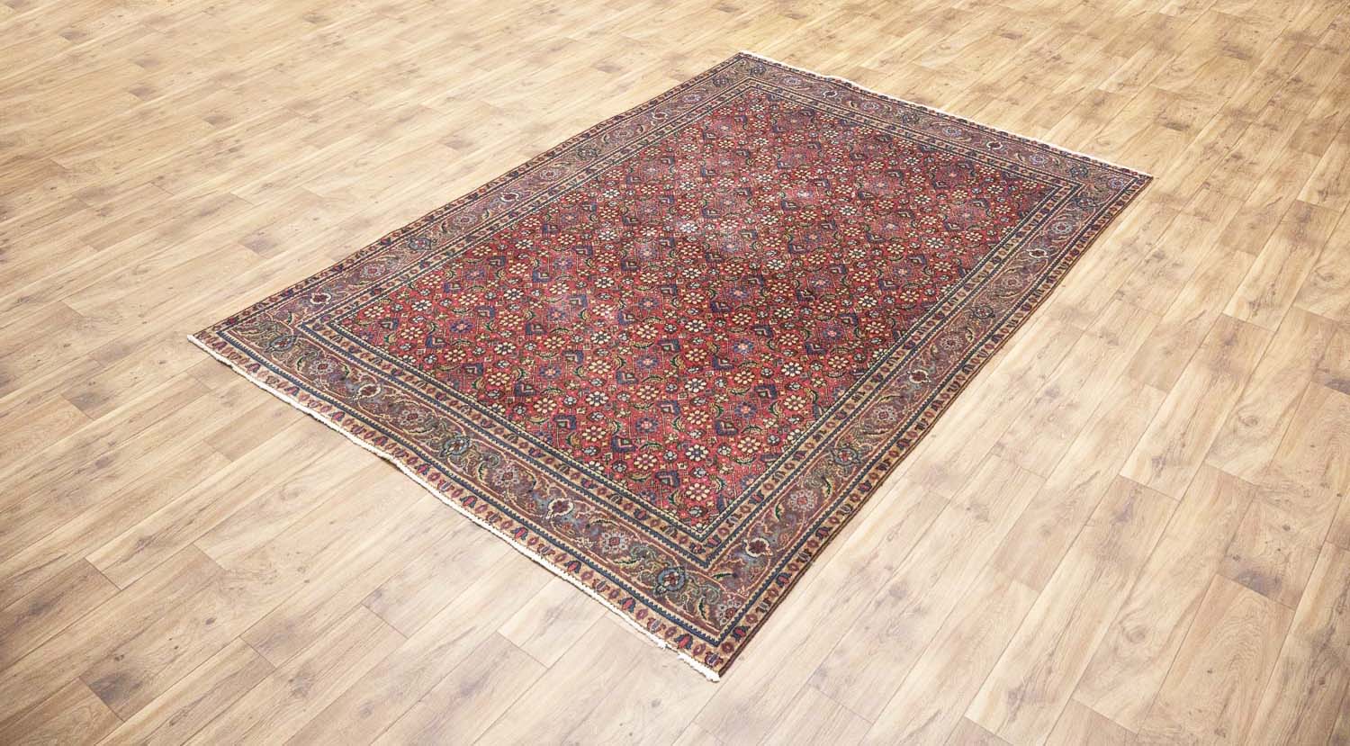 6'2x9'3 Hand Knotted Tribal Allover Oriental Wool Rug - Image 4
