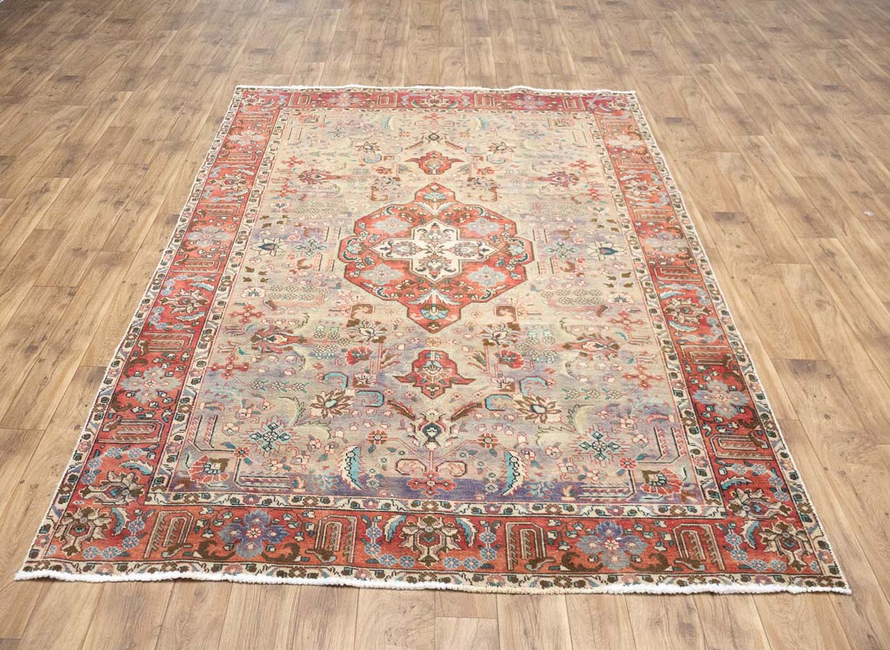 6'6x9'9 Hand Knotted Floral Classic Oriental Wool Rug - Image 7