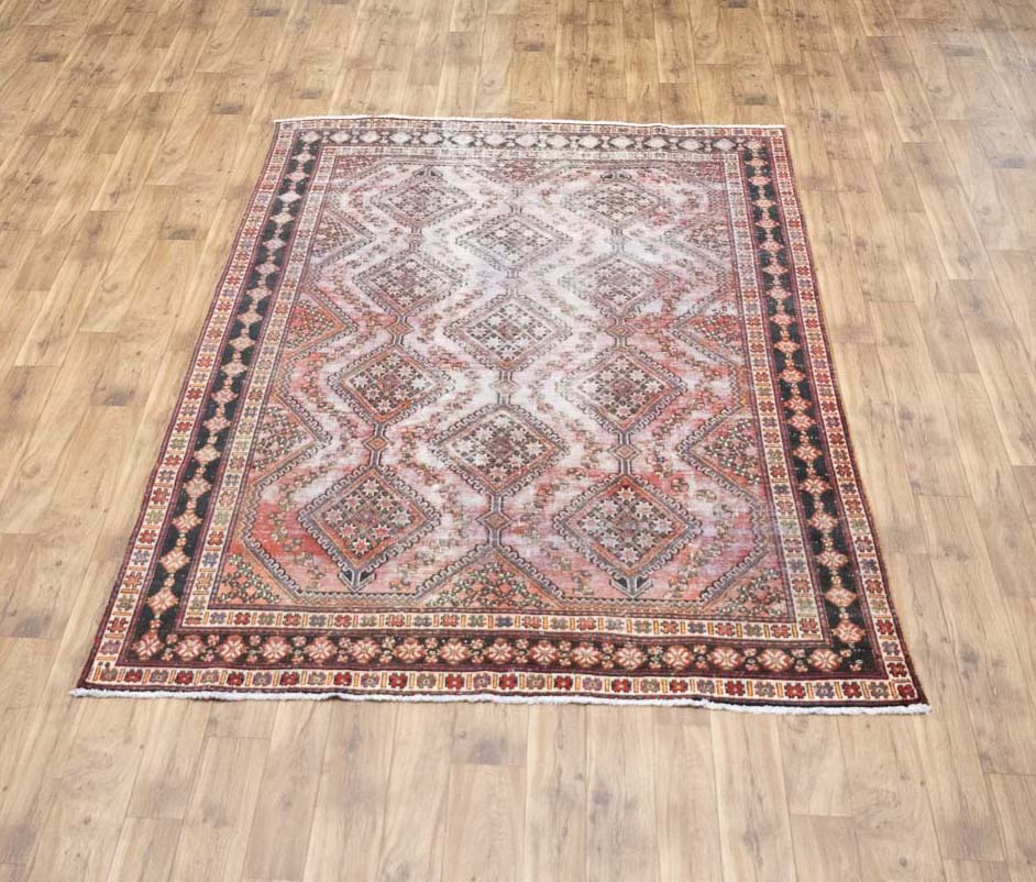 6'9x9'3 Hand Knotted Geometric Tribal Oriental Wool Rug - Image 1
