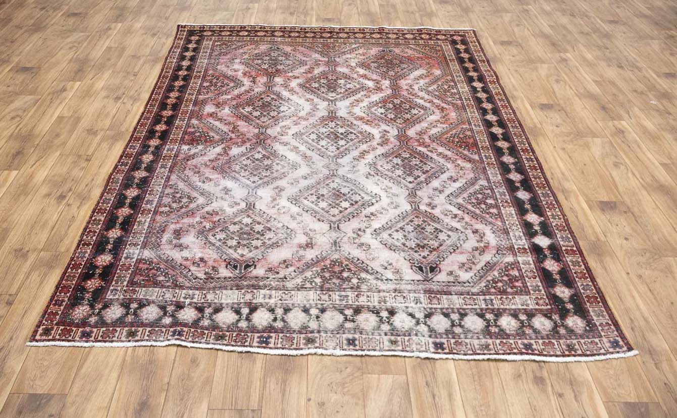 6'9x9'3 Hand Knotted Geometric Tribal Oriental Wool Rug - Image 5